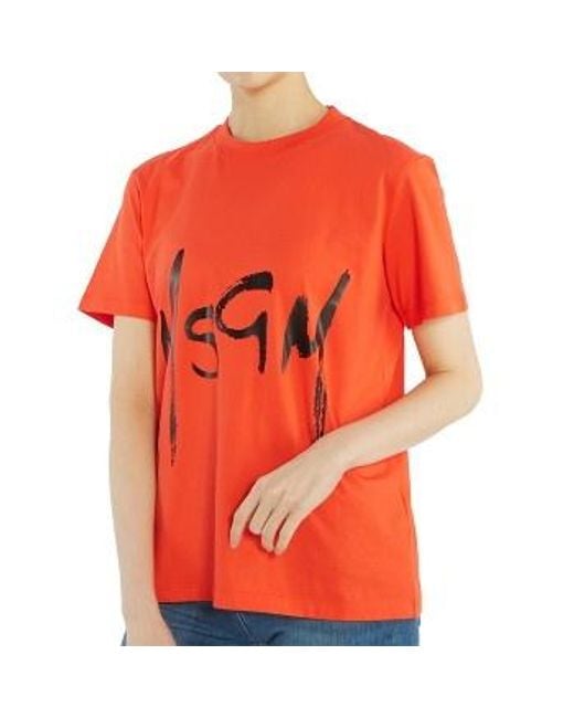 MSGM Orange Logo T-Shirt