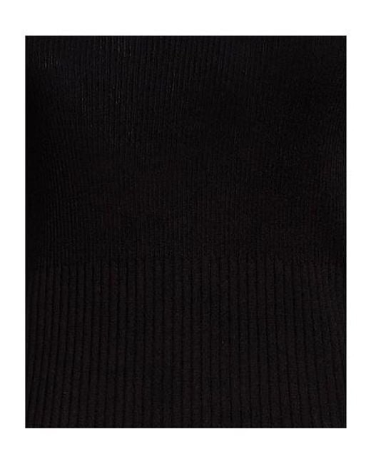 Max Mara Black Solid Knit Base Layer Top