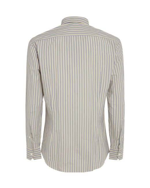 Salvatore Piccolo White Striped Long-Sleeved Shirt for men