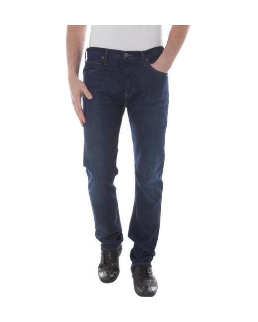 Armani Jeans Blue Logo Logo Denim Trousers for men