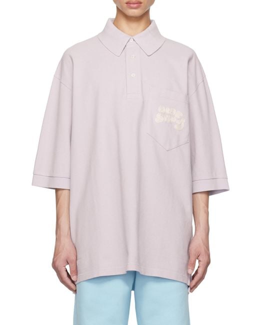 Acne Purple Logo Embroidered Polo Shirt for men