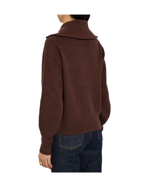 Varley Brown Enrico Ribbed Knit Cardigan