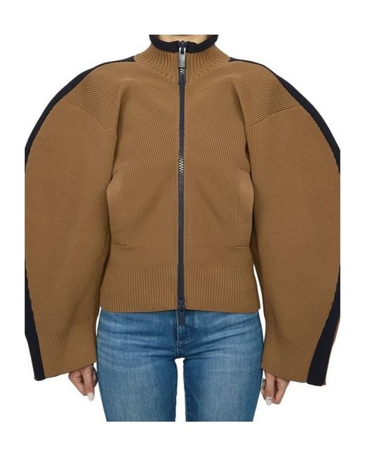 Sacai Brown Zipper Cardigan