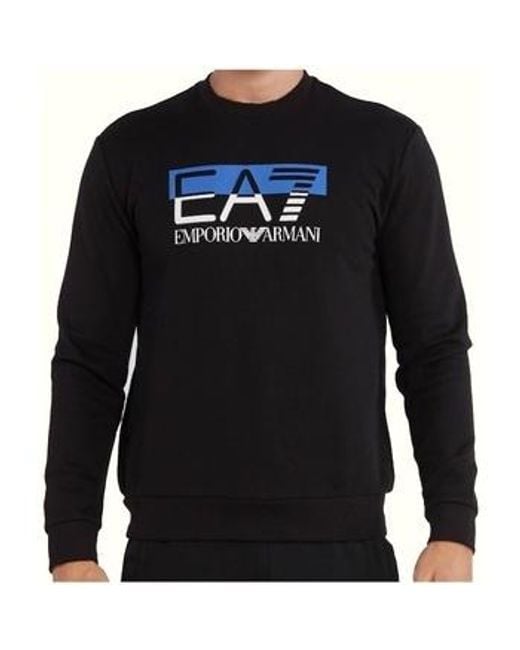 EA7 Black Logo Loop-Over Sweater for men
