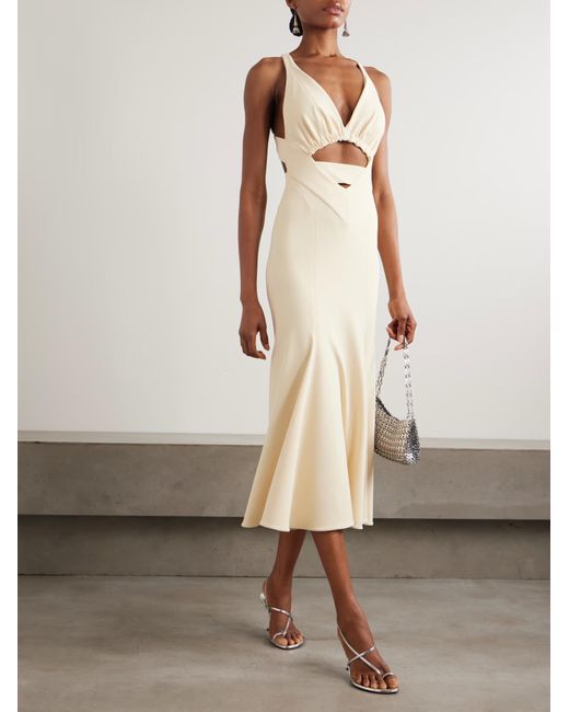 Rabanne White Rabanne Cut-Out Detailed Sleeveless Midi Dress