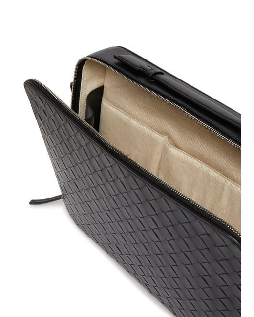 Bottega Veneta Black Weaving Detail Briefcase for men
