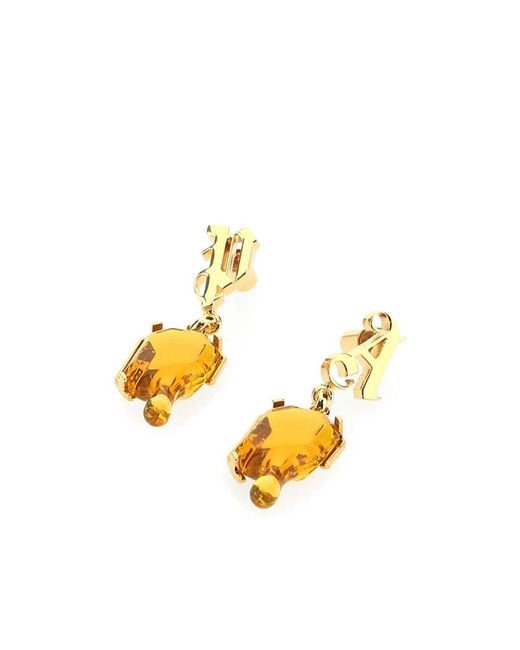 Palm Angels Metallic Melting Stones Lettering Earrings