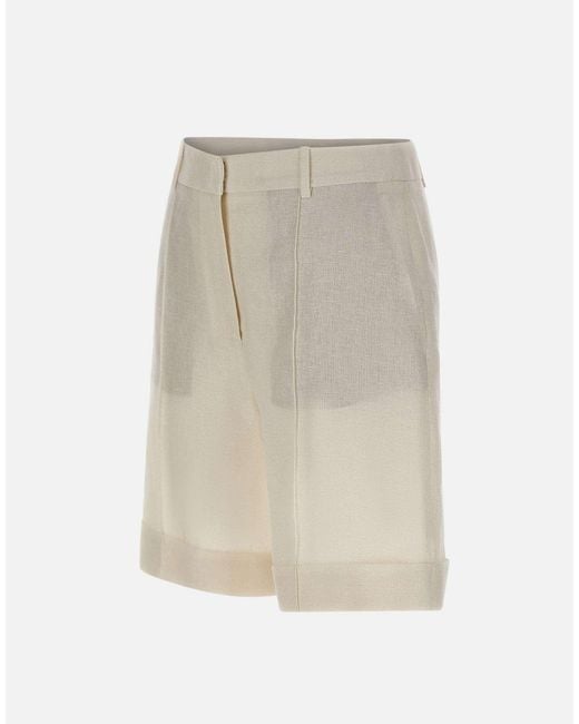 Eleventy Natural Pleated Tailored Shorts