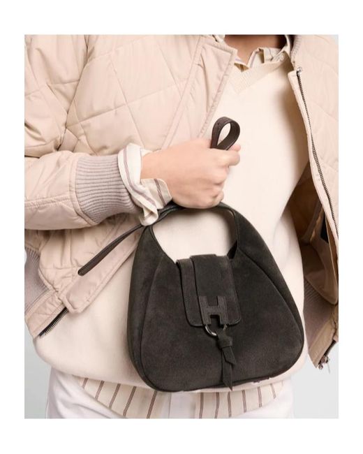 Hogan Black Palissandro Suede Shoulder Bag