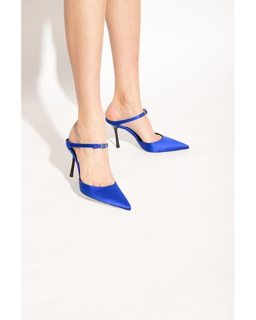 Victoria Beckham Blue Jordy 90Mm Satin Mules