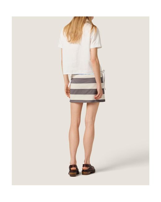 Miu Miu Gray Striped Knitted Mini Skirt