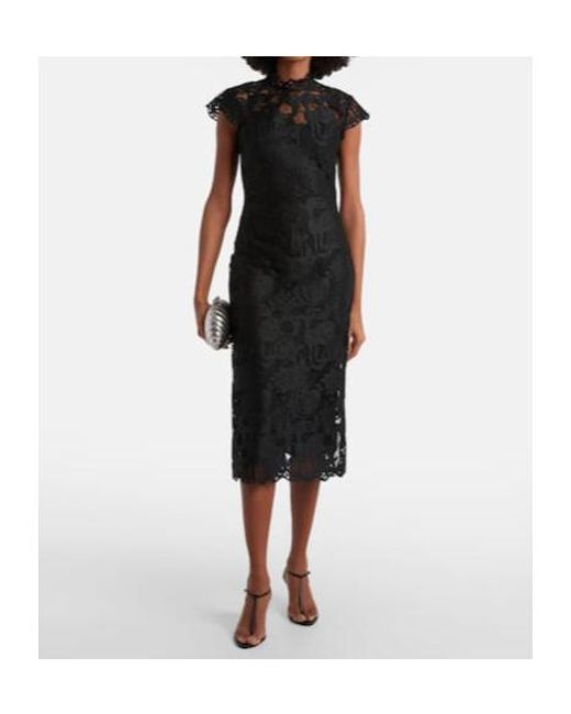 Staud Black Rosaline Guipure Lace Cocktail Dress