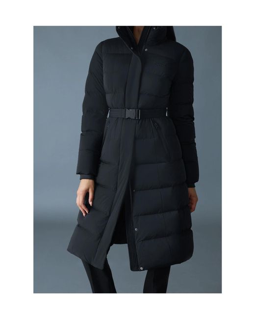 Mackage Black Coralia-City Recycled Down Coat With Storm Visor And Belt