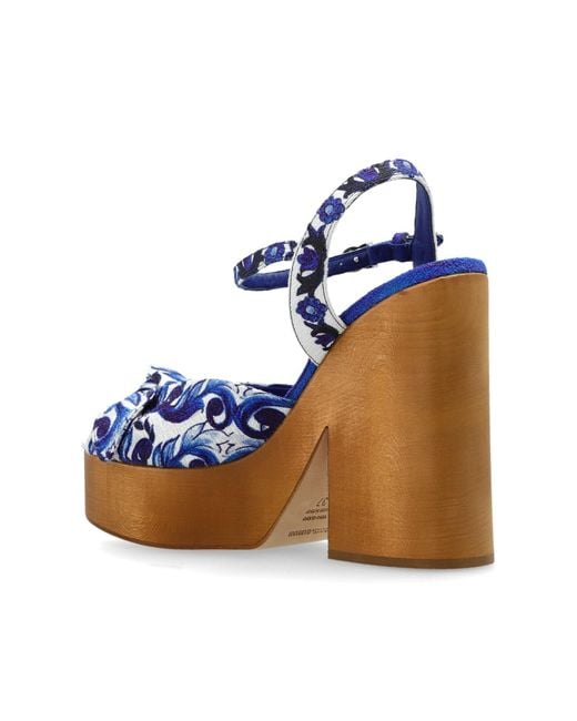 Dolce & Gabbana Blue Majolica Printed Sandals