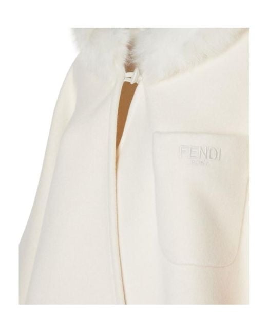 Fendi White Ivory Wool Poncho