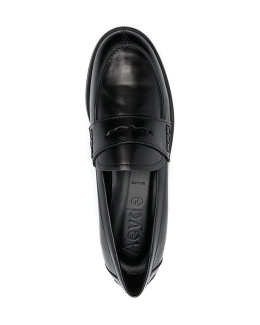 Aeyde Black Oscar Penny-Slot Leather Loafers