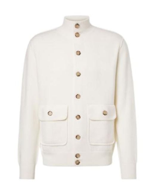 Allude White Knitted Cardigan for men