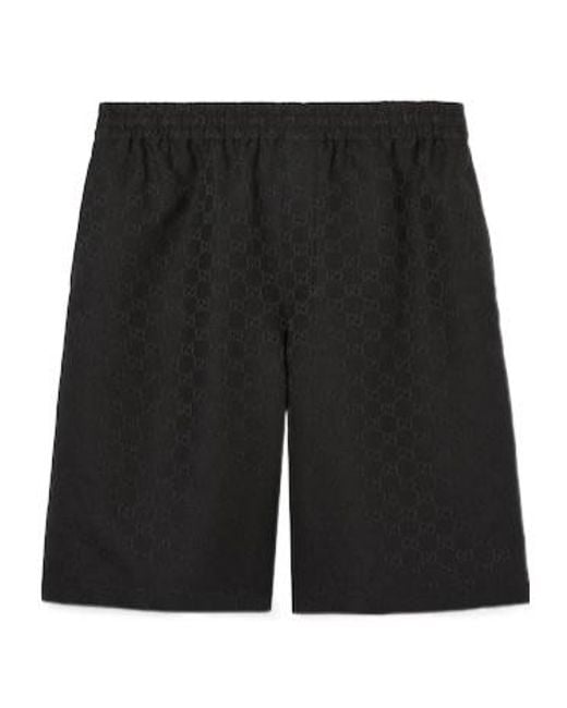 Gucci Black Gg Canvas Linen Blend Shorts for men