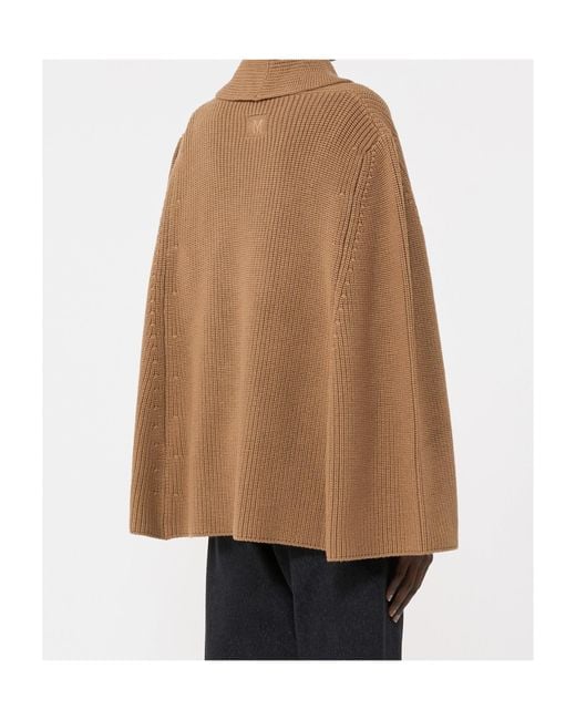 Max Mara Brown Mxaagenzia Button-Up Knit Cape