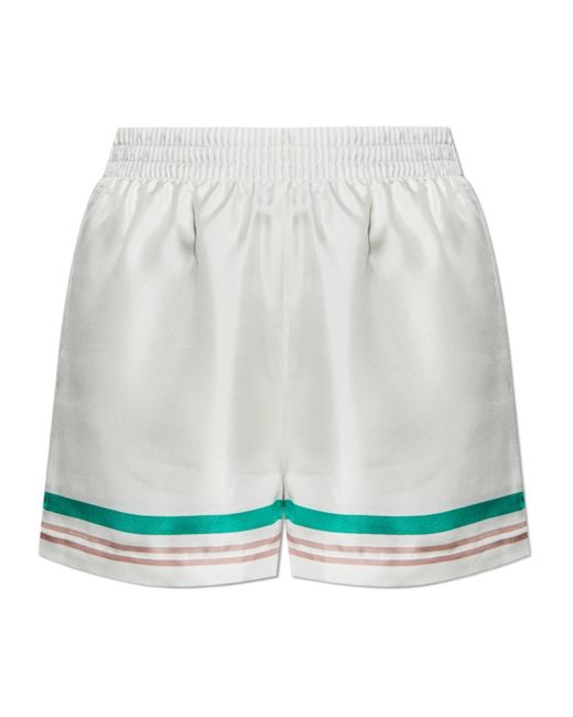Casablanca Blue Silk Striped Shorts