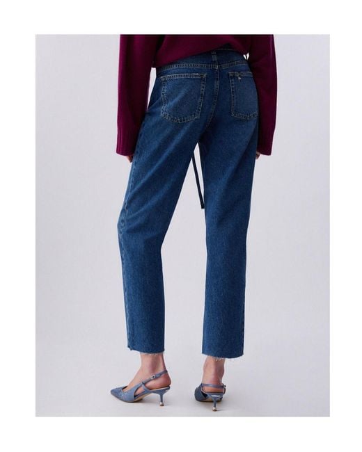 Liu Jo Blue Logo Patch Straight-Leg Jeans
