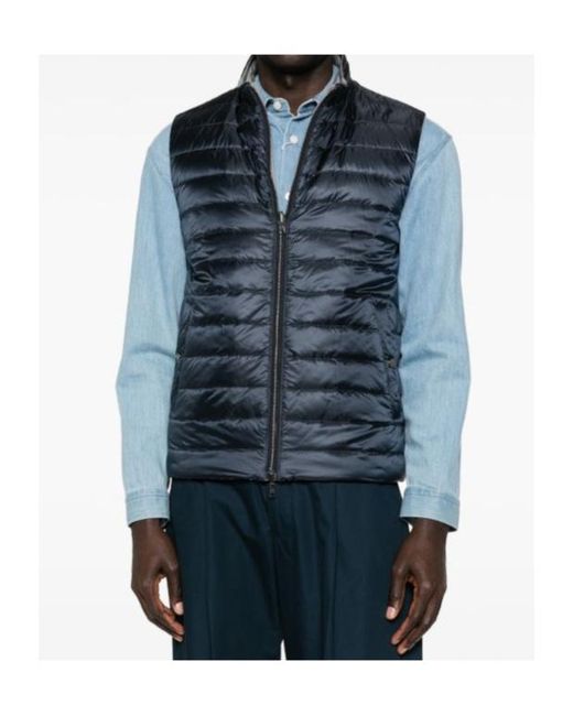 Herno Blue Zip-Up Reversible Gilet for men
