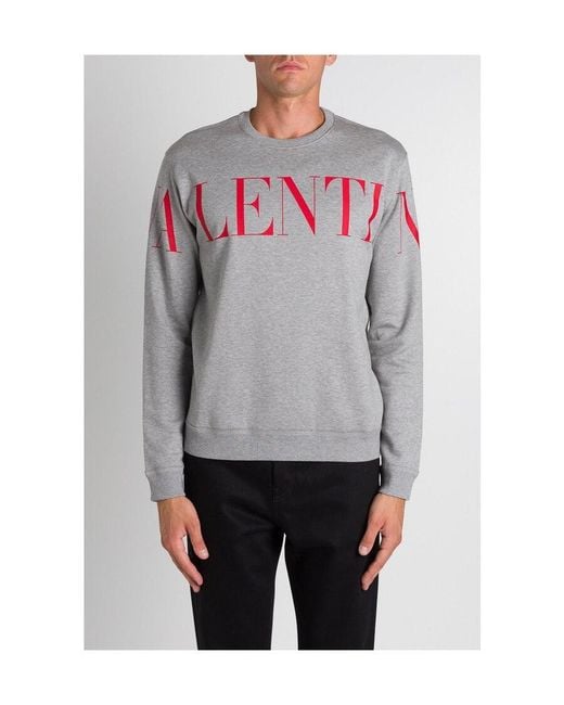 Valentino Gray Logo-Print Crewneck Sweatshirt for men
