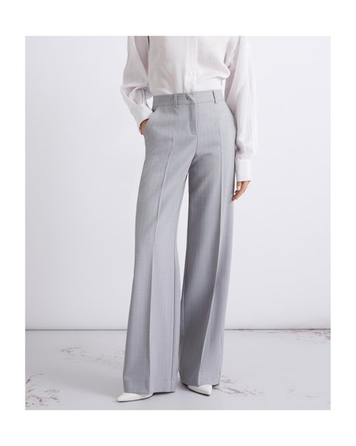 Marella Gray Casual Pants With Belt Loops