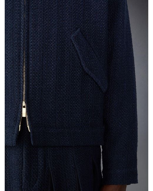 Thom Browne Blue Rwb-Striped Tweed Bomber Jacket for men