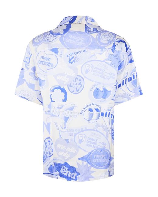 Jil Sander Blue Printed Shirt for men