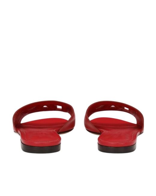 Dolce & Gabbana Red Dg Cut Out Slides