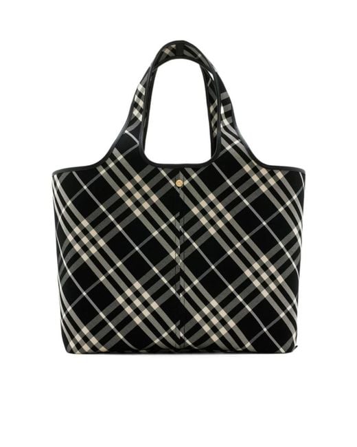 Burberry Black Medium Vintage Check Top Handle Bag