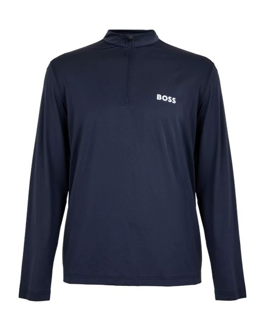 Boss Blue Quarter Zip Performance Tracksuit Top for men