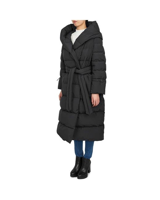 Moorer Black Long-Sleeved Hooded Down Jacket