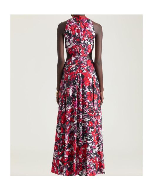Givenchy Red Slashed Dress With Floral Print