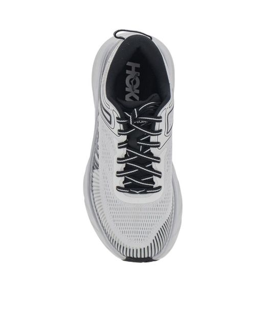 Hoka One One Gray Bondi 7 Cushioned Running Shoes for men