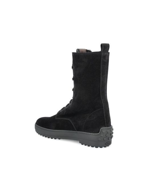 Tod's Black Lace-Up Ankle Boots