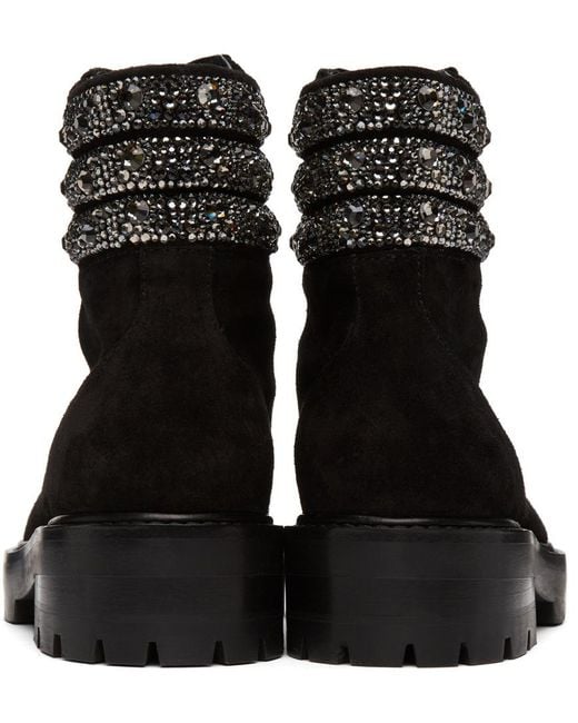 Jimmy Choo Black Ankle-Length Lace-Up Boots