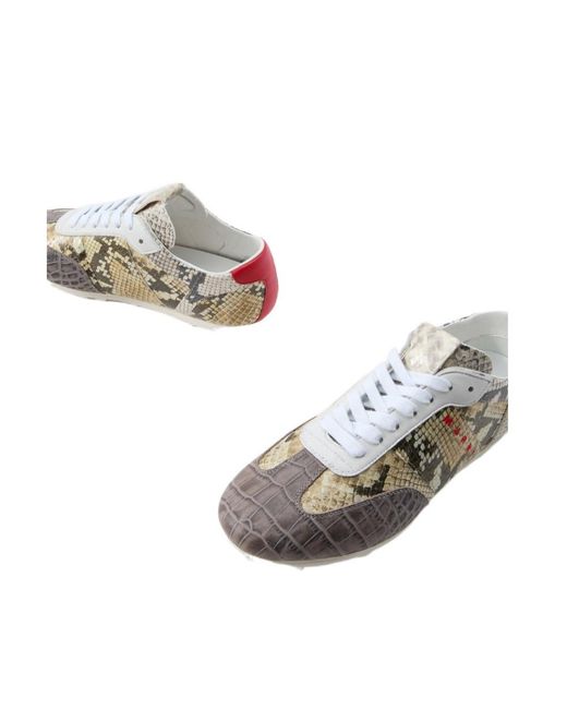 Marni White Embossed Lace-Up Sneakers