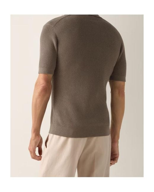 Zegna Brown Jacquard Knit Buttonless Polo Shirt for men