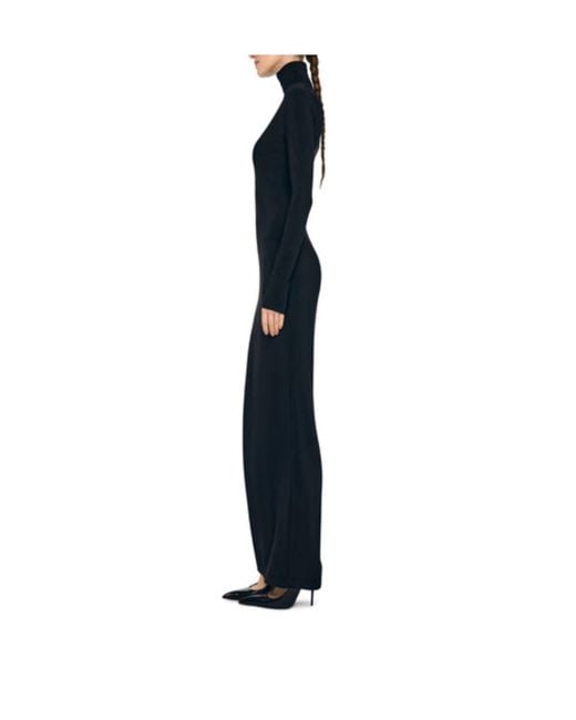 Norma Kamali Blue High Neck Long Sleeve Dress