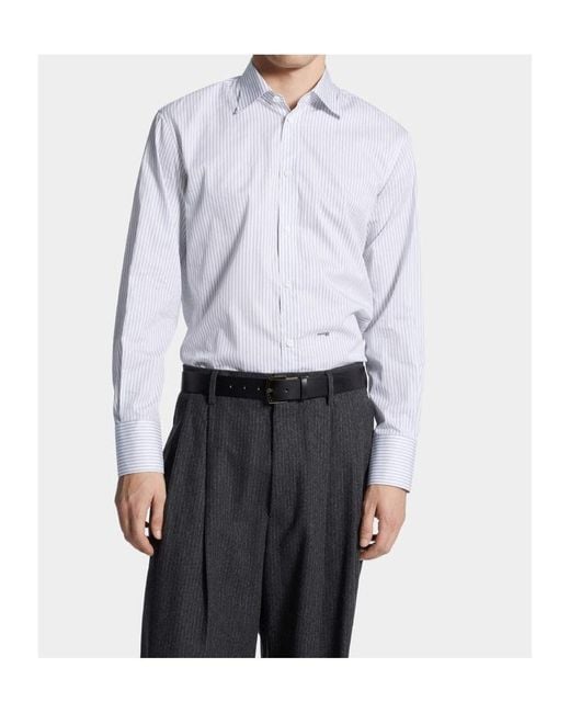 DSquared² White Striped Long-Sleeved Shirt for men