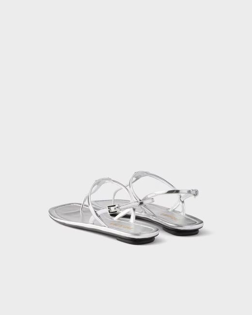 Prada White Strappy Thong Flat Sandals