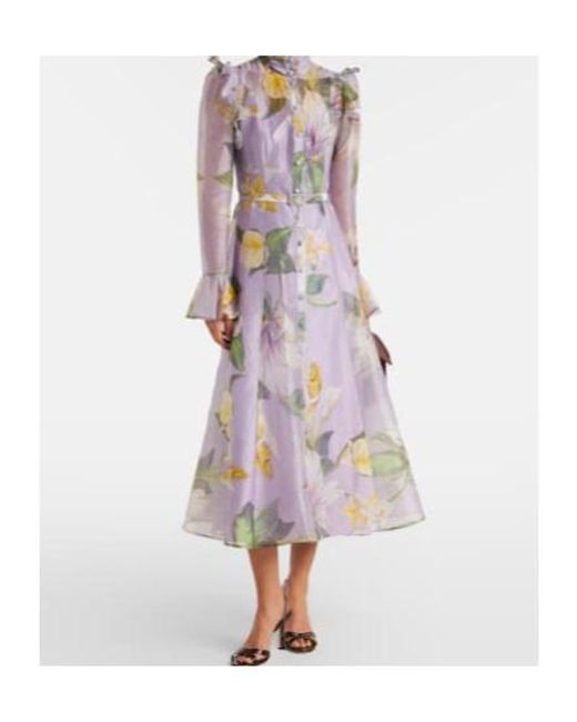 Leo Purple Katrina Linen-Blend Shirt Dress