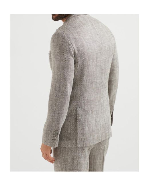 Brunello Cucinelli Gray Chevron Blazer for men
