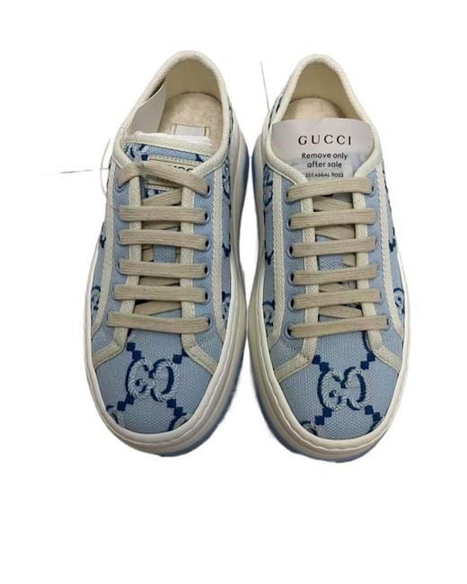 Gucci Blue Lace-Up Low-Top Sneakers