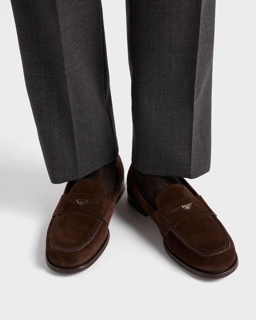 Prada Brown Formale Penny Loafers for men