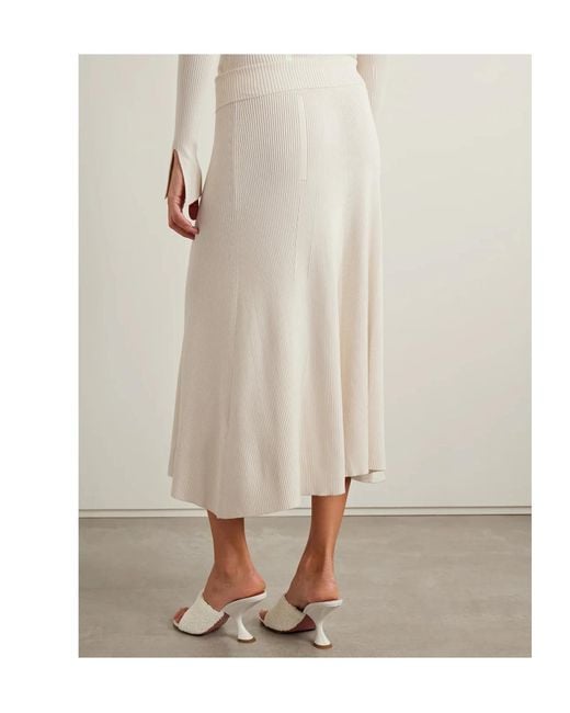 Zimmermann White Rebellion Elastic Waistband Midi Skirt
