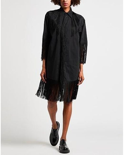 MM6 by Maison Margiela Black Fringed Shirt Dress