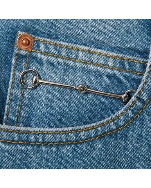 Gucci Blue Regular Denim Shorts With Horsebit